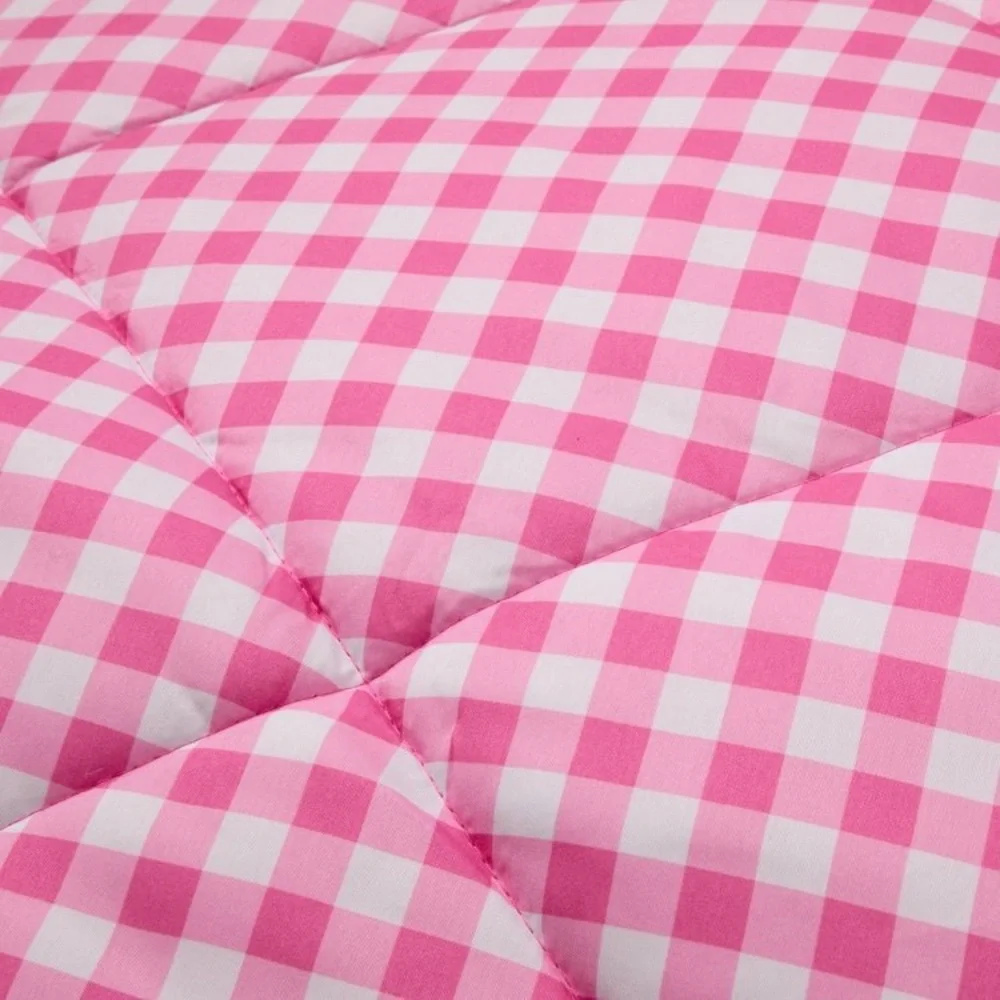 Wicked Katie Kime Twin Comforter Pink Gingham Ruffles High Heels Print NEW